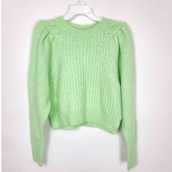TOPSHOP Pleated Sleeve Sweater In Pastel Green NWT - Picture 2 of 7